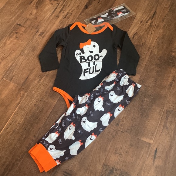 Halloween “I’m Bootiful” Baby Girls Outfit With Head Tie, New, Size 18-24 Months - Picture 2 of 12